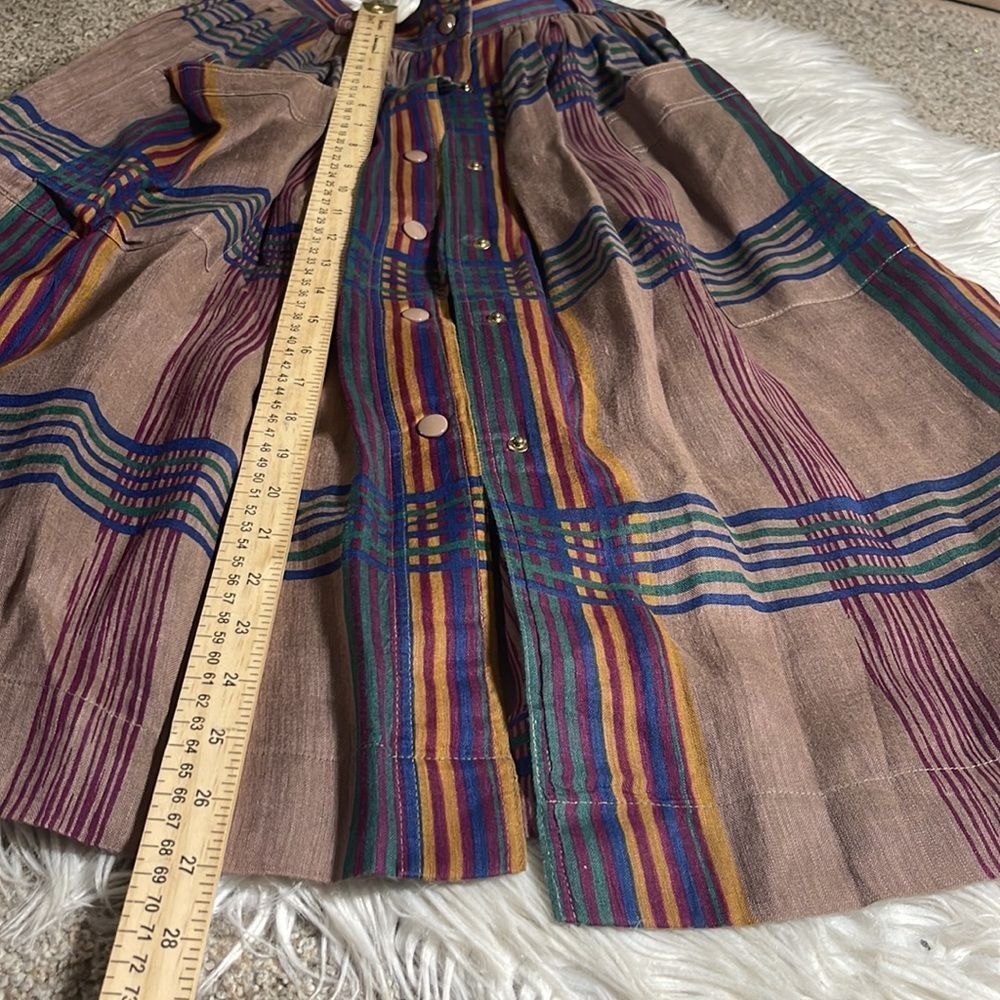 Escada Brown Plaid Midi Skirt with Blue and Purple Stripes - Picture 9 of 11